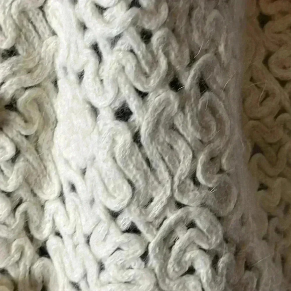 COLDWATER CREEK Vintage Ivory Crochet Ribbed Wool Angora Cardigan Size L - Picture 6 of 10